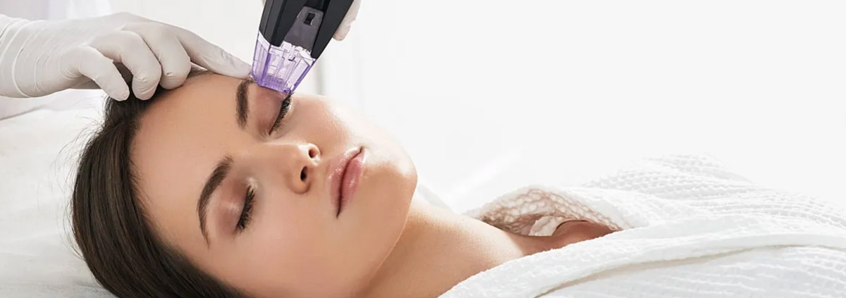 A woman receiving morpheus 8 treatment in Deerfield Beach FL